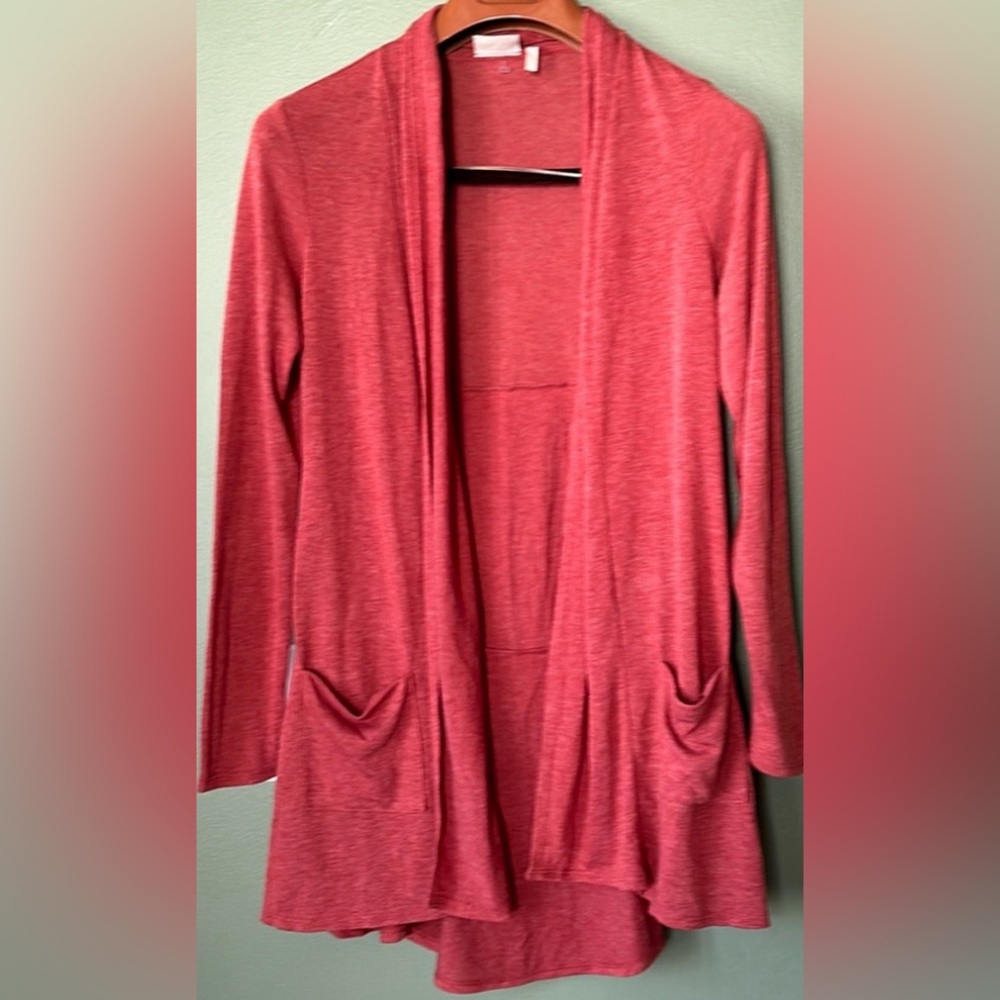 Women’s Sz XS high low drape open front light casual business cardigan sweater
